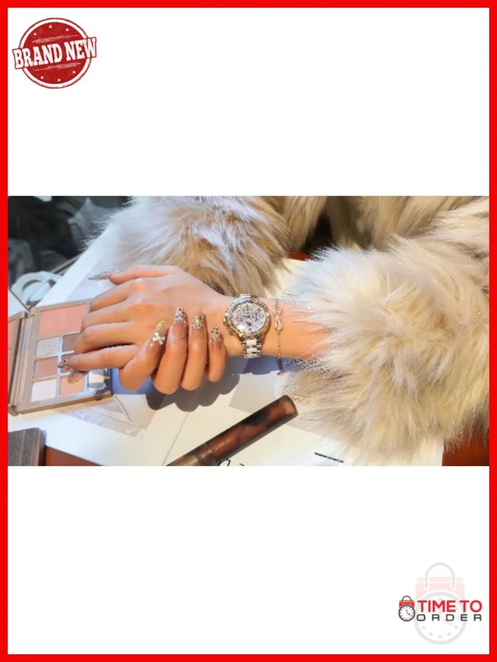 Elegant Luxury Dress Watch Set with Diamond Bezel and Ceramic Strap,